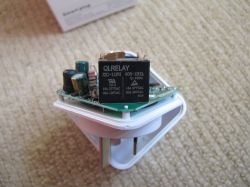 Interior of a Smart Plug The interior of a smart plug with visible electronic components.