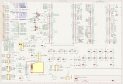 Block diagram of a home automation main module with STM32H725, connectors, passive components, Ethernet controller, and SD card reader.