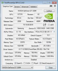 Samsung RF710. Napięcie VINO odczytane programem HWMonitor
