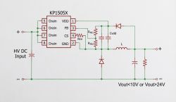 Power supply schematic with KP1505X controller and passive components