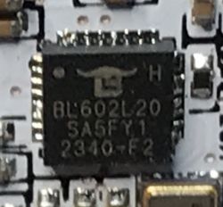 Close-up of an integrated circuit on a printed circuit board.