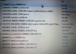 Zrzut ekranu z listą plików oprogramowania do Nokii w Eksploratorze Windows.
