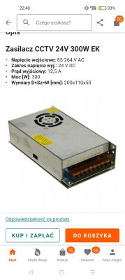 Zasilacz CCTV 24V 300W EK z metalową obudową i listwą podłączeniową