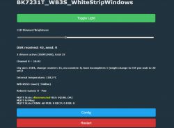 User interface displaying information and configuration options for BK7231T_WB3S_WhiteStripWindows device.
