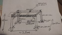 Taras dobudowany do domu: konstrukcja metalowa, profile 100x100x6mm, HEB100, deski kompozytowe