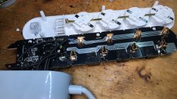 Interior of Overmax Flow Multi Control Interior of the Overmax Flow Multi Control power strip after partial disassembly.