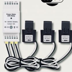 Bidirectional Energy Meter with Three Sensors Bidirectional 3-phase energy meter with a relay and three sensors.