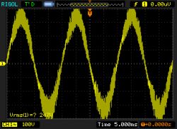 Oscilloscope Signal Graph Oscilloscope signal graph showing sinusoidal waveforms.
