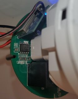 Interior of an ANTELA Smart Plug Close-up of the internal components of a smart plug showing electronic elements.