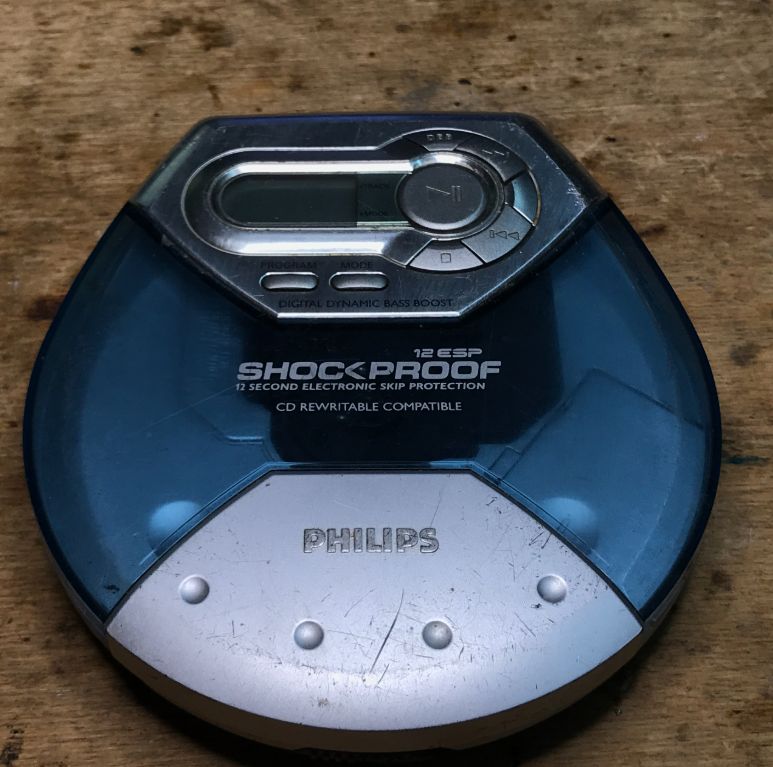 Philips CD Player with Shockproof Feature Philips CD player with shock protection feature.