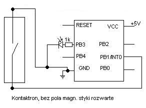 [Attiny13V][C] Kontaktron zwierny, INT0