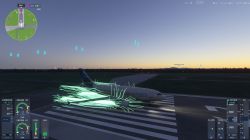 Samolot Airbus A310-300 z błędem graficznym efektów przepływu powietrza na pasie startowym