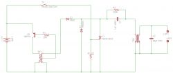 Ignition circuit schematic with electronic components such as diodes, capacitors, and resistors.