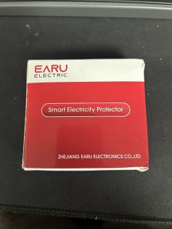 Packaging of Smart Electricity Protector EARU Box of Smart Electricity Protector with EARU logo