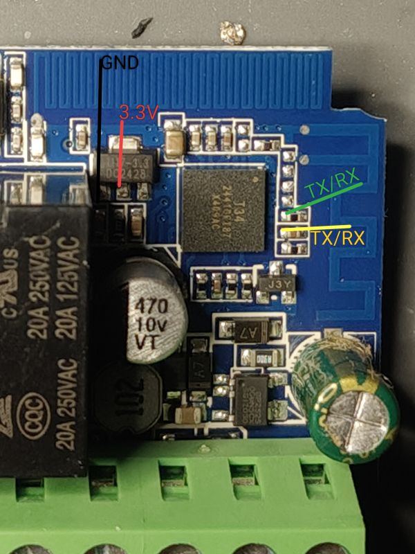 Flashing Wi-Fi RF 433 Smart Switch with T34 Chip: Locating CEN Pin Without Visible Pads