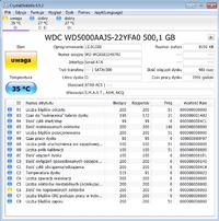 WD5000AAJS-22YFA0 - Ocena dysku, Parametr C6?? Crystal a HDD tune