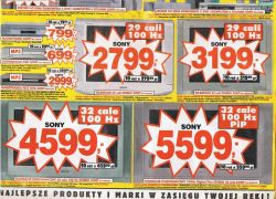 Reklama telewizorów Sony z 2003 roku z cenami i opisem funkcji