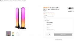 PROGLO Obi Smart Light Bars - Set of 2 Two vertical PROGLO Obi Smart Light Bars on a white background changing colors.