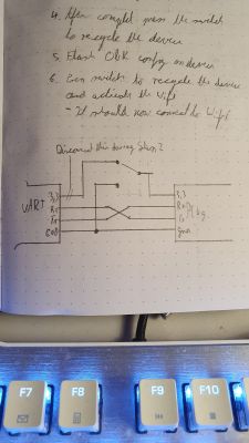 Hand-drawn wiring diagram of a plug on a sheet of paper.