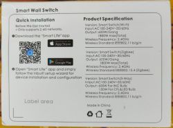 Milfra TB-23 Smart Wall Switch Packaging Photo of the Milfra TB-23 smart wall switch packaging.