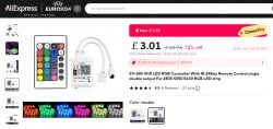 RGB LED controller with remote on AliExpress.