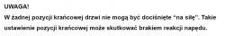 Ostrzeżenie o dociskaniu drzwi w pozycji krańcowej w instrukcji napędu bramy.