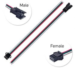 3-pin LED Cable with Male and Female Connectors 3-pin LED cable with male and female connectors.