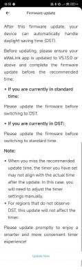 eWeLink firmware update screen with instructions.