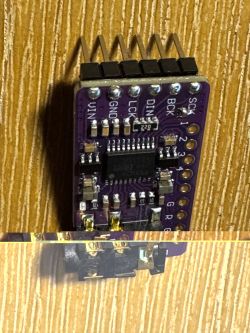 PCM5102 DAC audio module on purple PCB with labeled pins