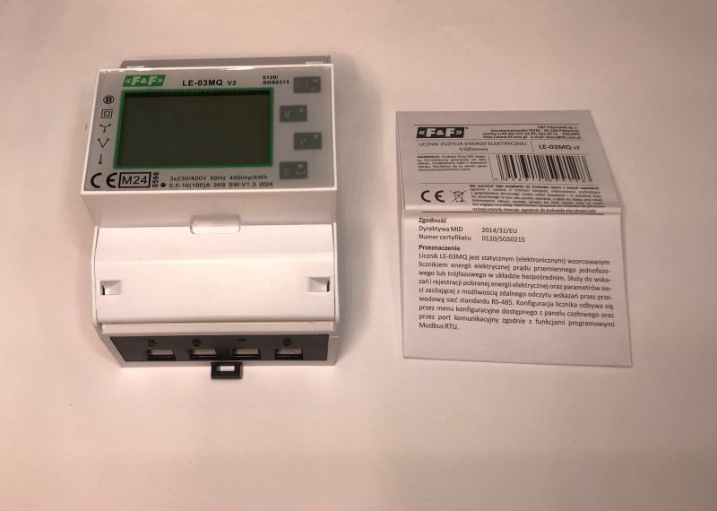 Trójfazowy licznik energii elektrycznej F&F LE-03MQ z instrukcją