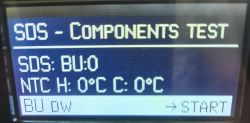Component Test Screen of Siemens Coffee Machine Component test screen of Siemens coffee machine showing values of 0°C.