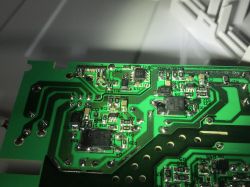 Printed Circuit Board of AgPanSMART606025 LED Panel Image of a printed circuit board in an LED panel, showing details of electronic components.