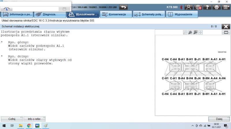 Schemat instalacji silnika i wskaźników do Master II 3.0 dci - brak świecenia kontrolki świec