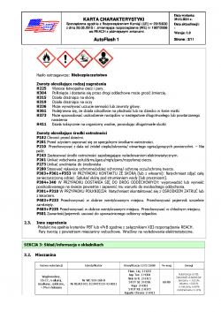 Karta charakterystyki substancji chemicznej z piktogramami ostrzegawczymi.