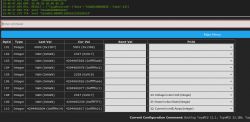 Program interface with a table of values and commands for device configuration.