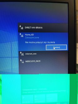 Komunikat „Nie można połączyć się z tą siecią” obok sieci WiFi Home_KD w systemie Windows