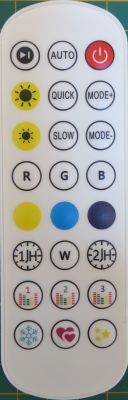 24-button Remote for RGB Floor Lamp Remote with buttons for RGB lamp control, including AUTO, R/G/B, timer, and music modes