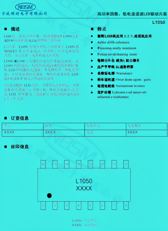 Screenshot of a datasheet for the L1050 LED driver chip