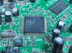 Printed Circuit Board with Integrated Circuits Close-up of a printed circuit board with integrated circuits.