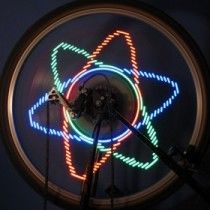 Colorful LED light pattern forming a star shape on a circular background