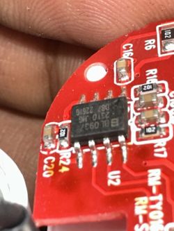 Close-up of a smart plug circuit board with a visible BL0937 chip.