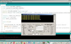 Arduino IDE with NTP Settings and RealTerm Window Screenshot of Arduino IDE with NTP sketch code and RealTerm window displaying data.