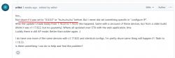 Screenshot of a comment discussing software update issues.