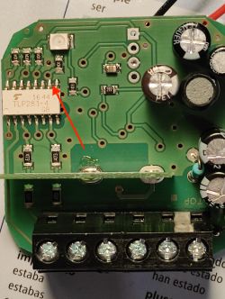 Image of a PCB with markings and electronic components.