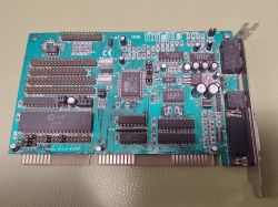 ISA ESS AudioDrive ES688 sound card with three audio jacks and a gameport on the bracket
