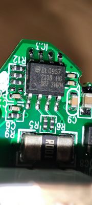 PCB with BL0937 Chip in Smart Plug Close-up of a PCB with BL0937 chip in a smart plug
