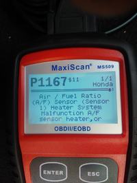 Honda Accord 2001 - Co oznacza kod błędu P1167?