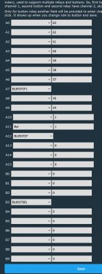 Pin configuration in settings panel.