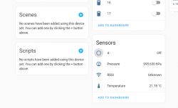 User interface for an IoT device displaying sensor data.