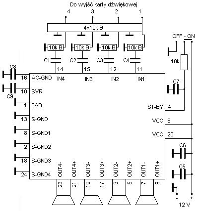 Tda7386 схема подключения